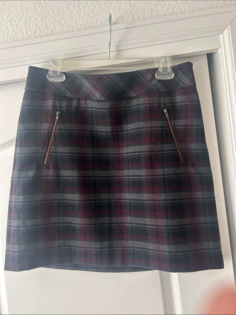 LOFT Plaid Mini Skirt in Black, Burgundy & Gray
